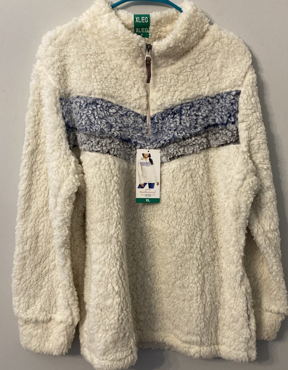 Weatherproof Vintage Ladies Sherpa 1/4 Zip Pullover Jacket SZ X LargeChevron NWT